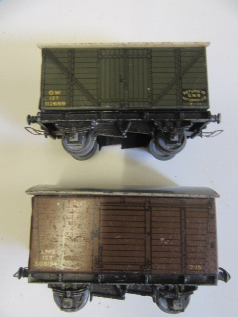 Two pre war Hornby Dublo wagons L.M.S. and G.W.R. Image