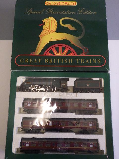 Hornby Train Pack with A4 Guillemot and three B.R. coaches Image