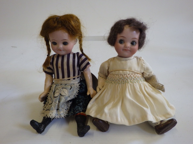 Two J. Walther & Sohn bisque socket head dolls Image