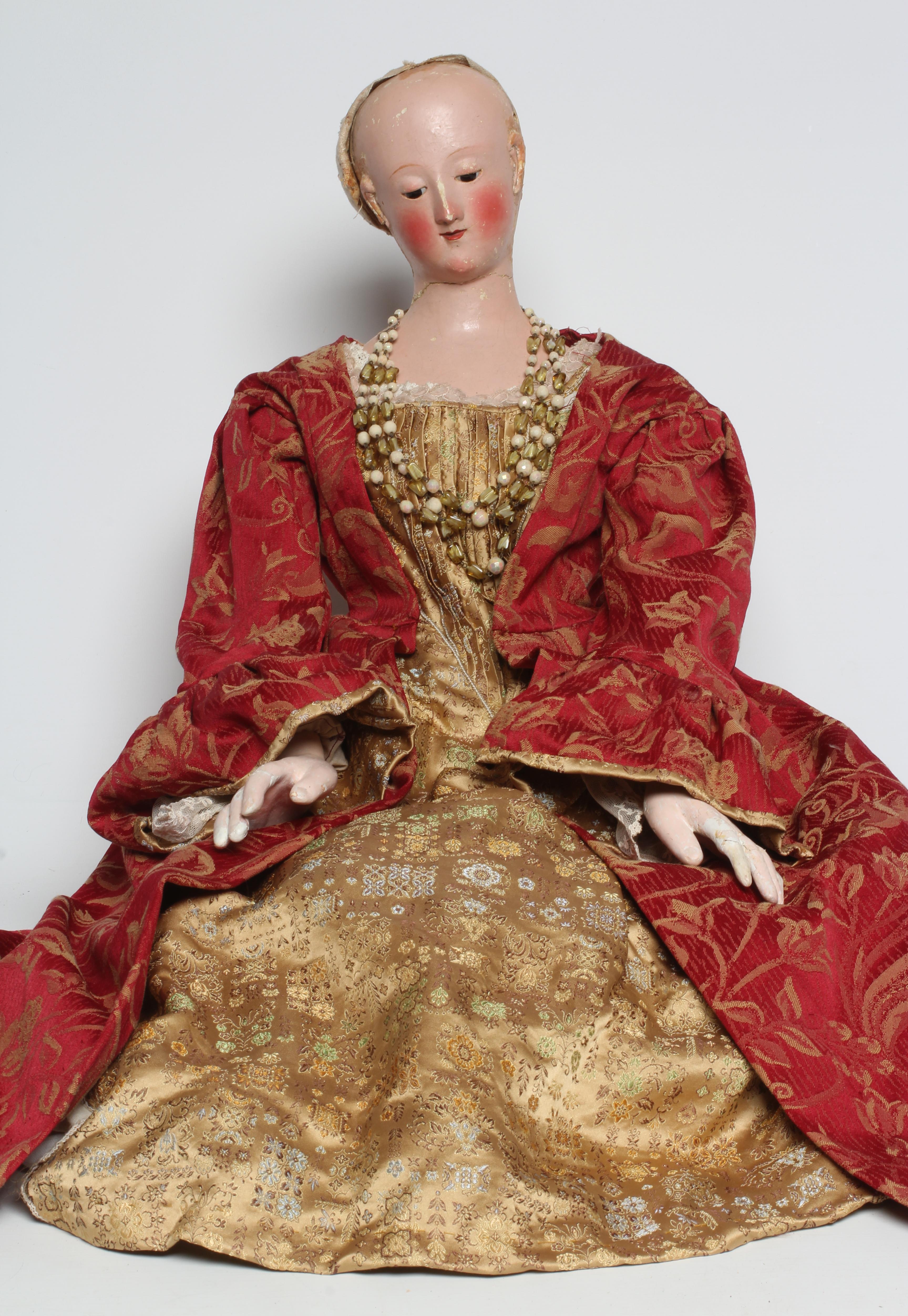 A large composition shoulder head Elizabeth I peg doll Image