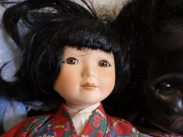 A composition socket head flirty doll Image