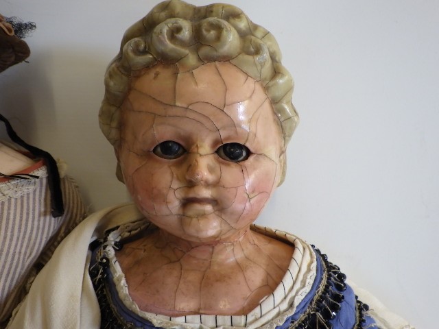 Two Victorian wax shoulder head dolls Image