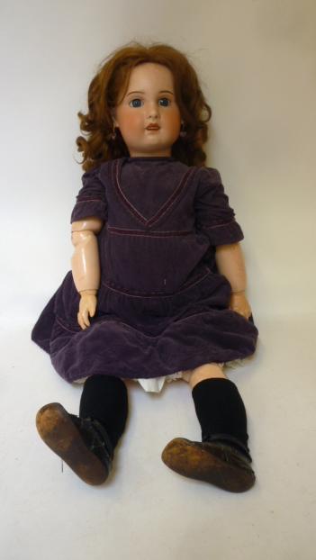 A large S.F.B.J. Jumeau mould bisque head doll with blue glass sleeping eyes Image