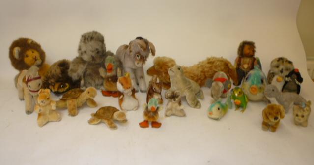 A collection of Steiff animals comprising two tortoises Image