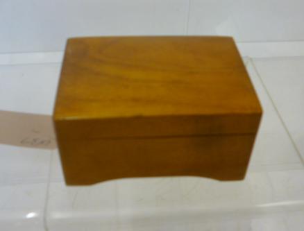 A Swiss miniature musical box with comb and drum movement by Thorens in beech wood case Image