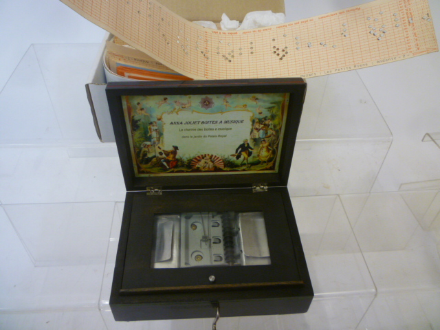 An Anna Joliet (Paris) musical box with cranked handle operating movement playing on long card Image