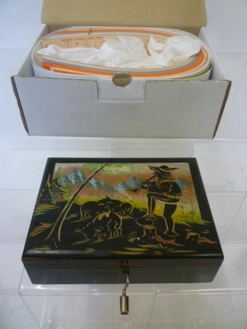 An Anna Joliet (Paris) musical box with cranked handle operating movement playing on long card Image