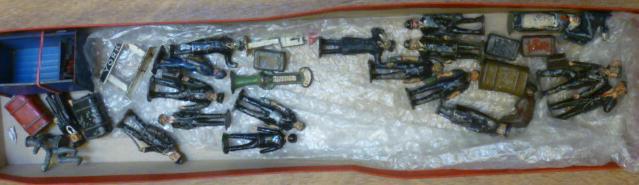 A collection of Hornby lead and tinplate "O" gauge railway figures and accessories Image