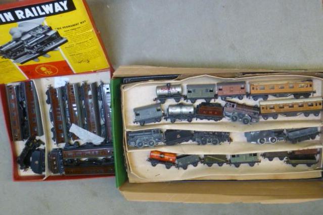 Playworn Trix Twin rolling stock including four 0-4-0 locomotives Image