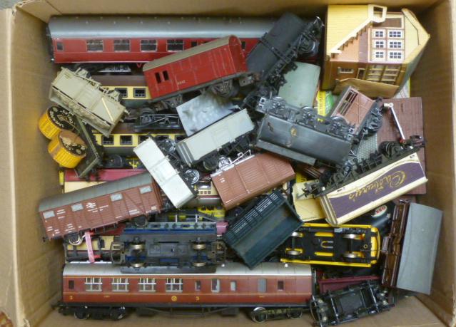 Playworn rolling stock by Hornby and others including coal truck Image