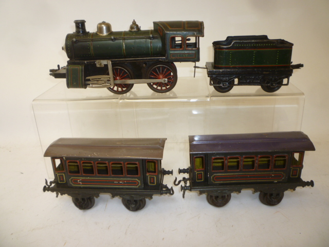 Bing Gauge I clockwork Wind Cutter locomotive and tender finished in green Image