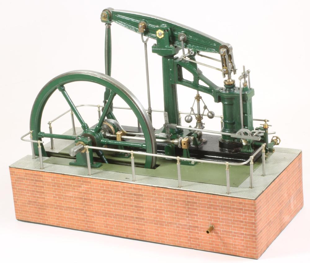 A single cylinder pillar beam engine with governor Image