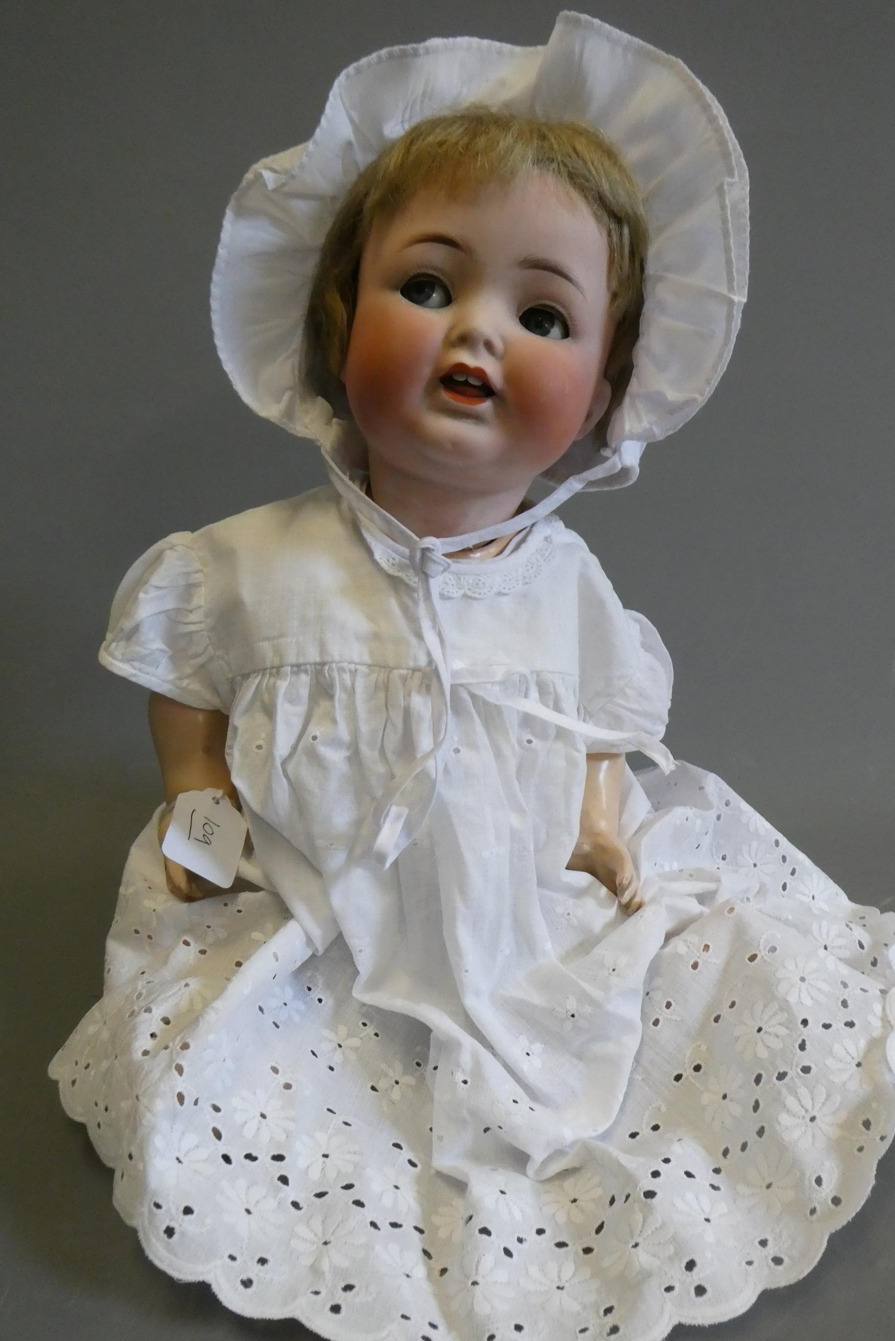 A Heubach Koppelsdorf bisque socket head flirty doll Image
