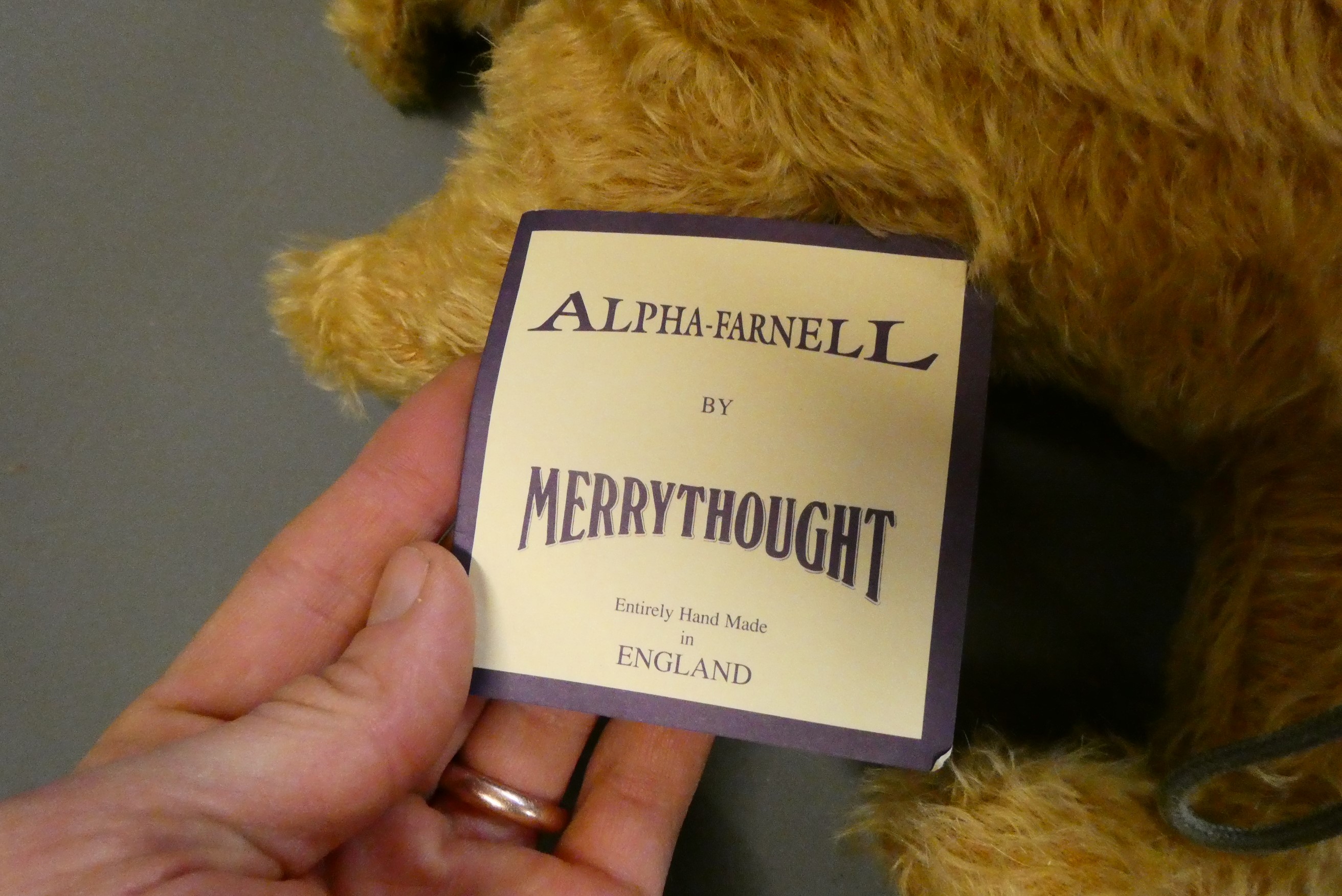 A Merrythought Alpha-Farnell teddy bear pyjama case, limited edition 66 of 750, with amber eyes, Image