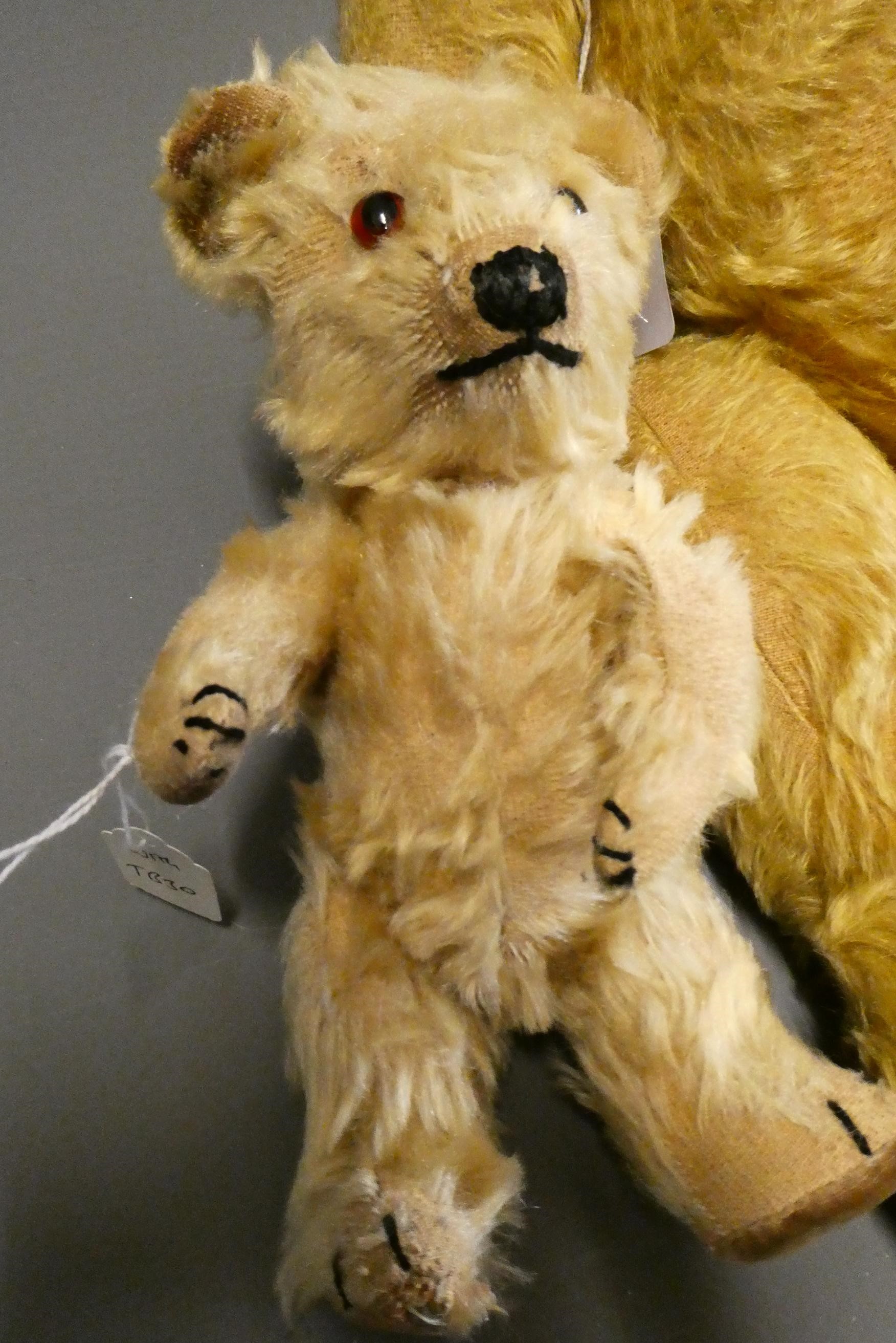 Two vintage teddy bears, comprising a 21" bear with mechanically opening mouth, sewn nose and Image