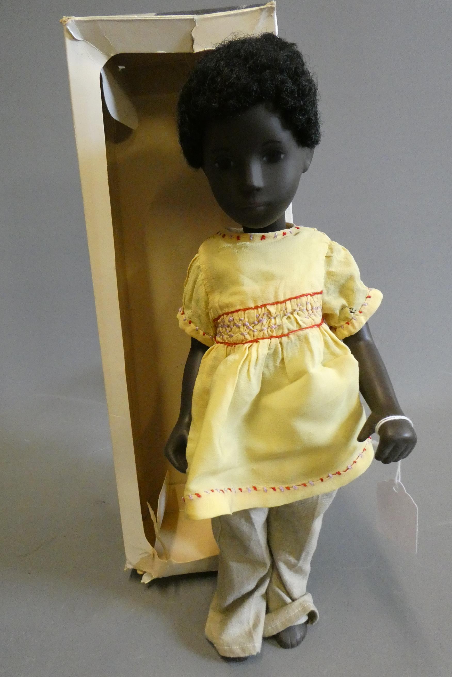 Sasha girl doll, with black curly hair and jointed body, 16" long, with Sasha box (2) Image
