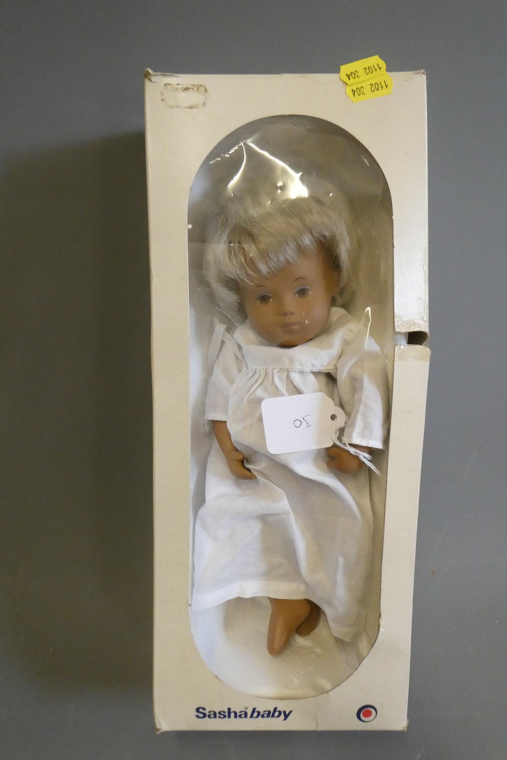 Sasha Gregor Baby doll, 503, with blond hair, jointed body and box, box 15" Image