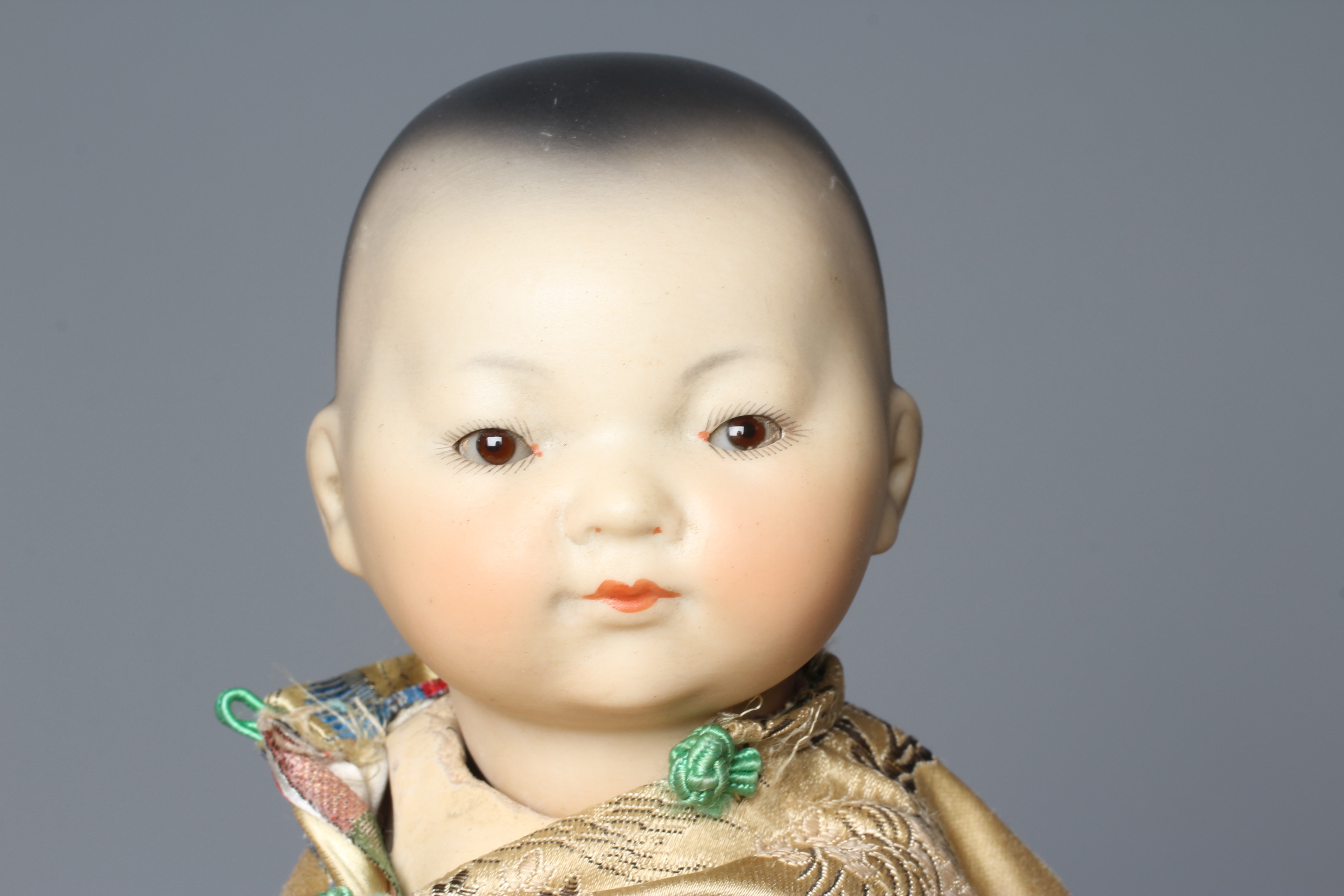 An Armand Marseille bisque socket head "Ellar" doll, with brown glass sleeping eyes, closed mouth, Image