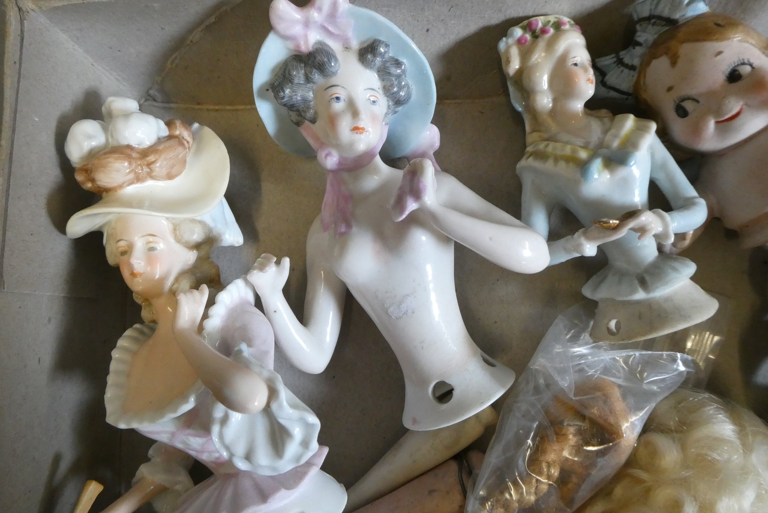 Fourteen pin cushion dolls, including one shoulder head example, and thirteen with full torsos Image