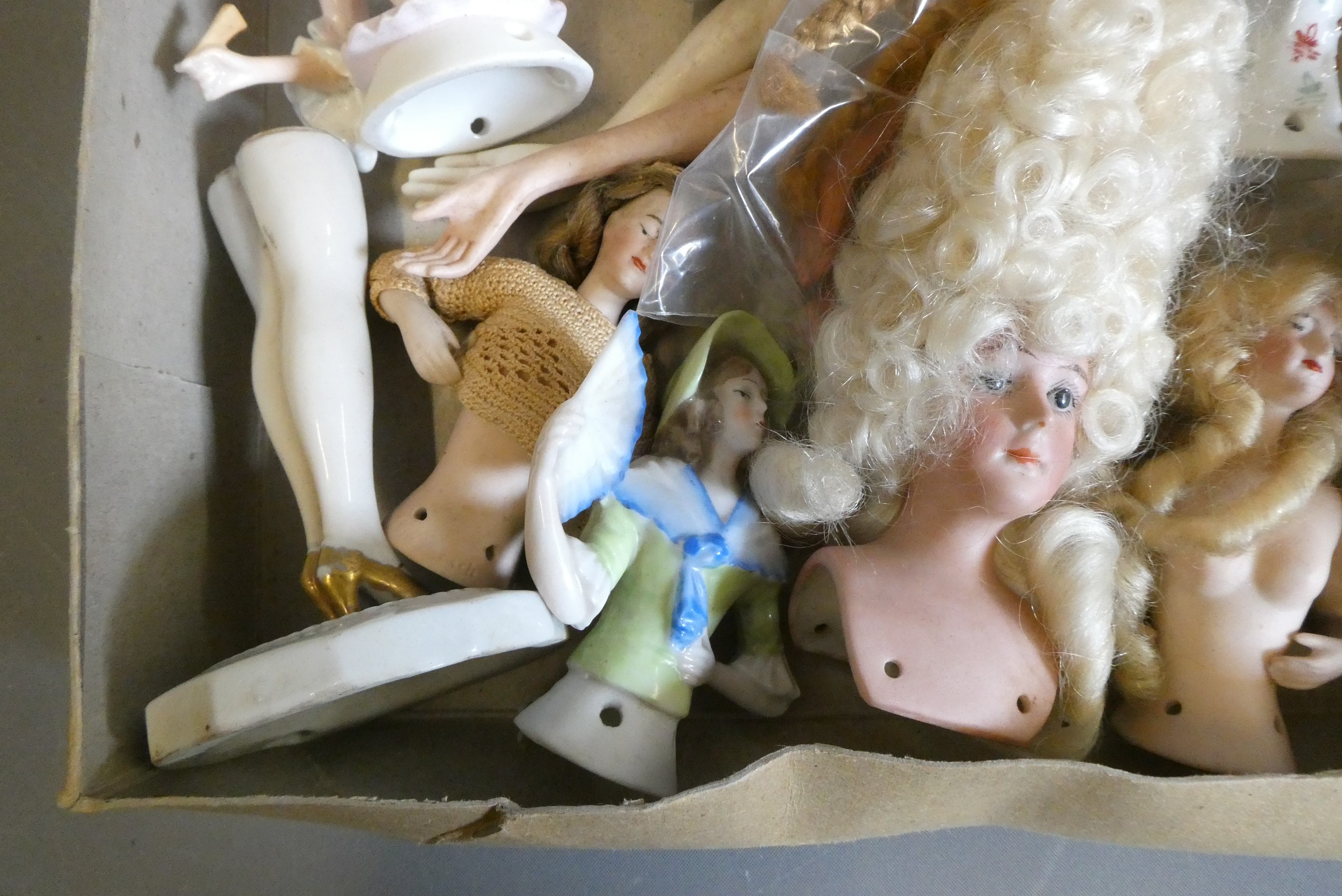 Fourteen pin cushion dolls, including one shoulder head example, and thirteen with full torsos Image
