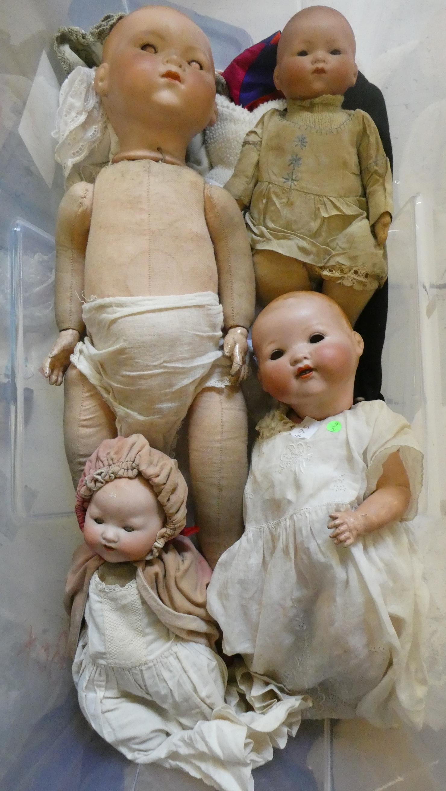 Four Armand Marseille bisque head baby dolls Image
