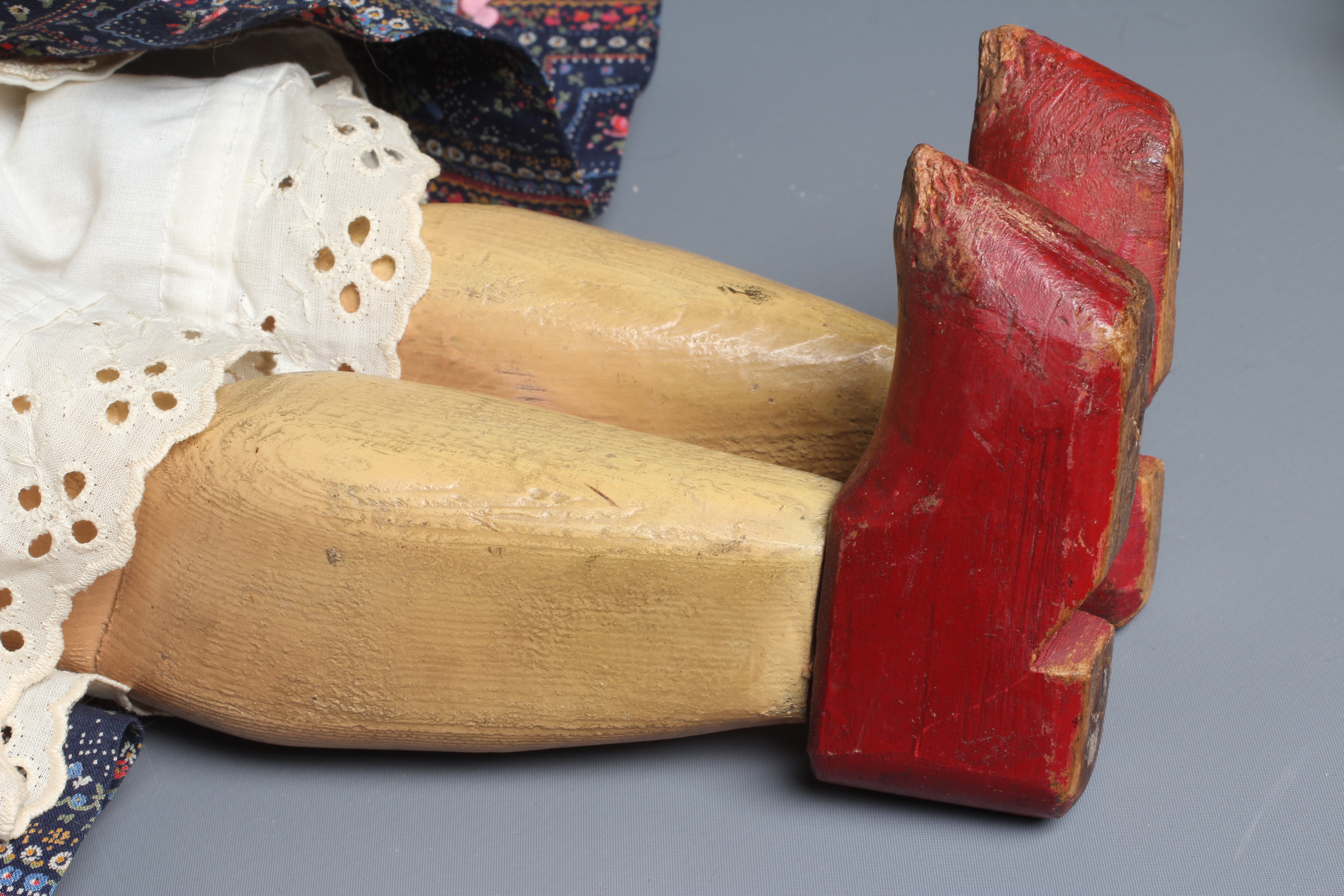 A rare folk art wooden walking doll Image
