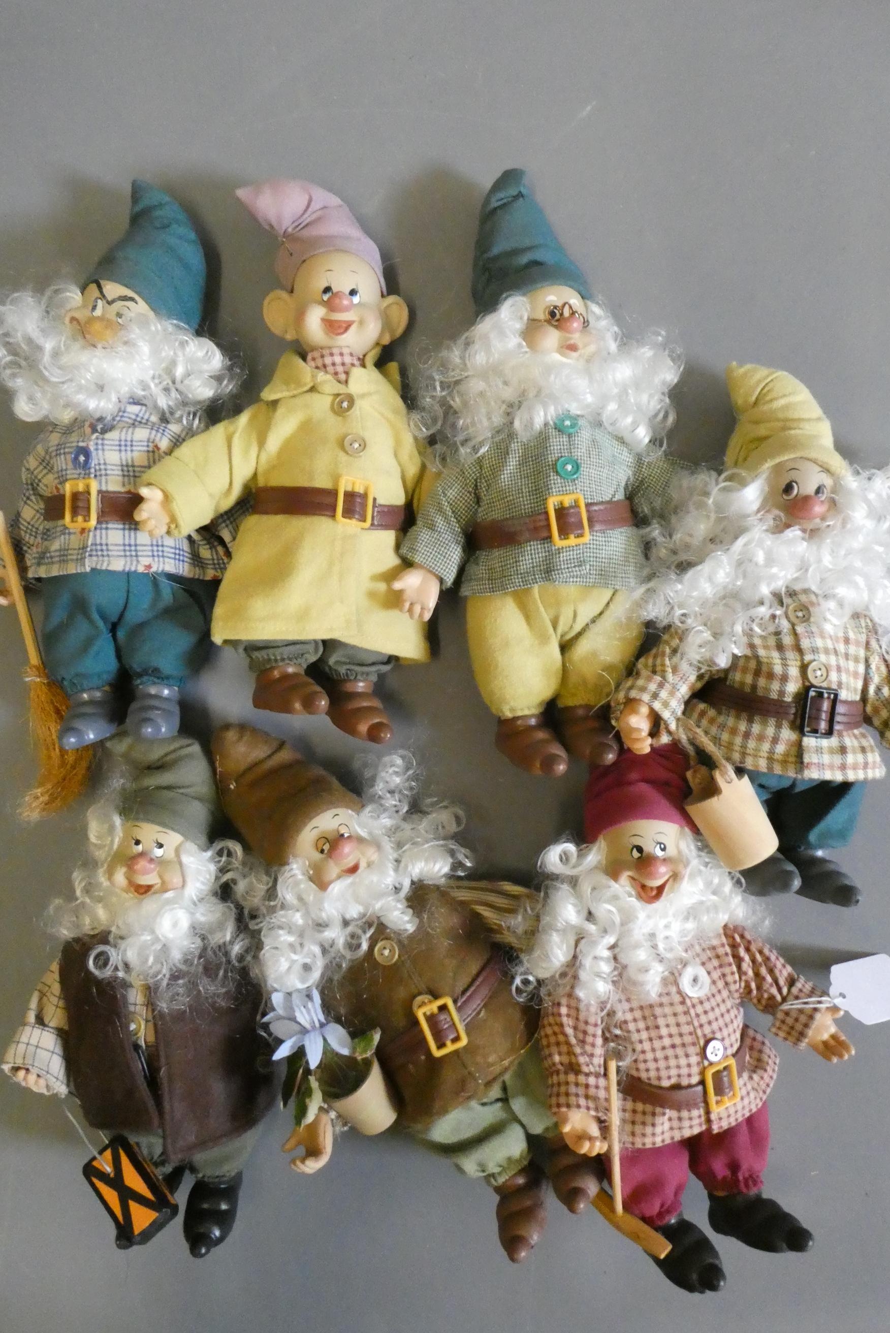 The Seven Dwarfs, from Snow White, with composite faces and hands, cloth bodies and original Image