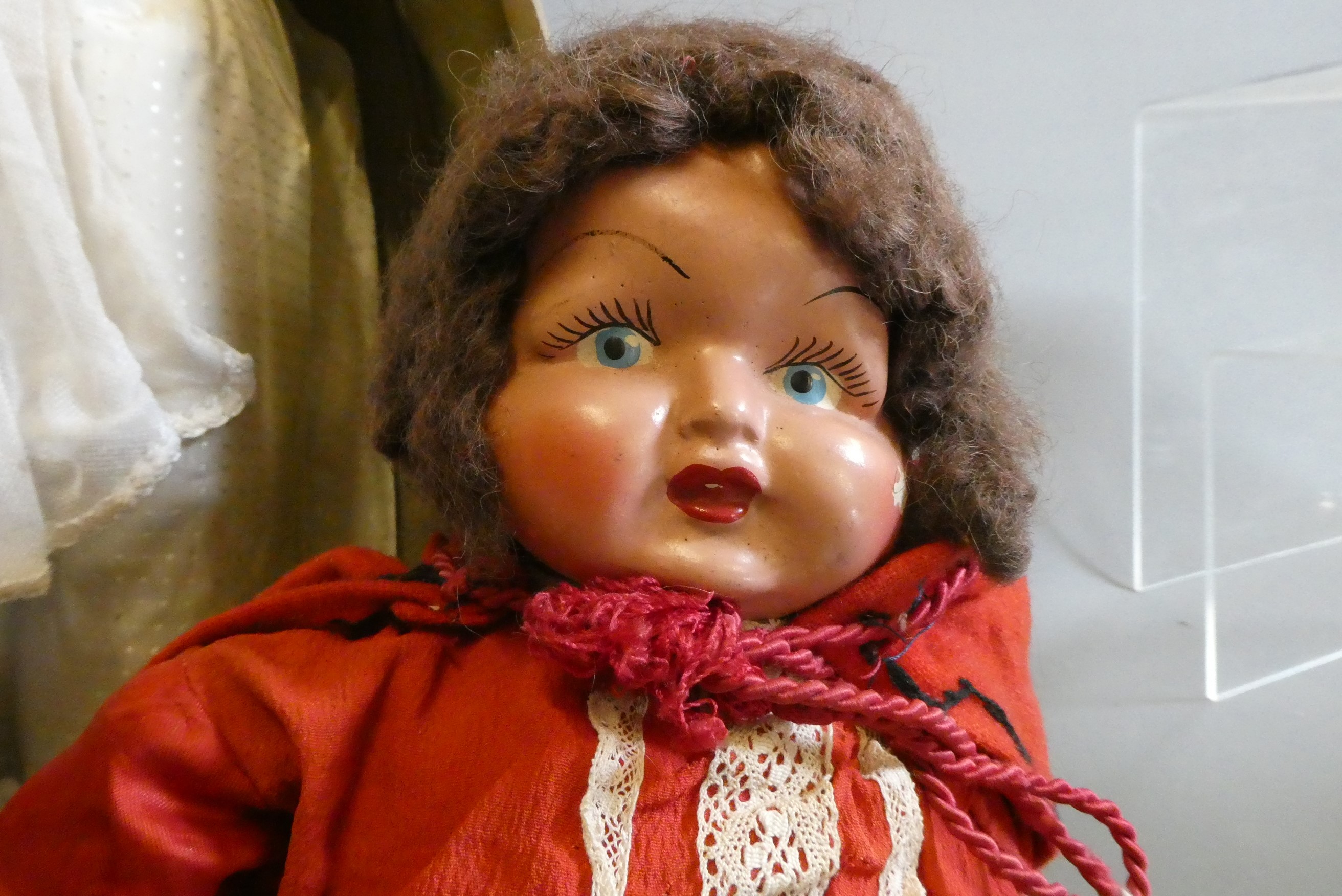 Five vintage dolls, including two in original boxes (one by Lord Roberts Memorial Workshops), an AM Image