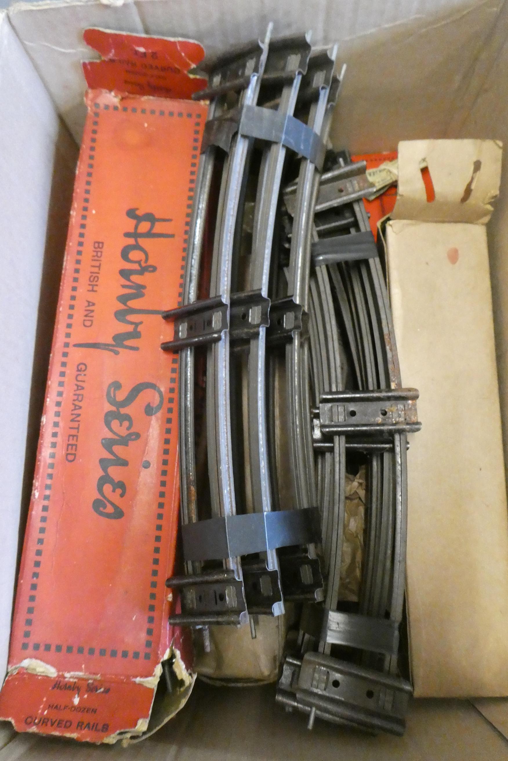 Hornby clockwork track, some rusting poor | Hartleys Auctioneers & Valuers