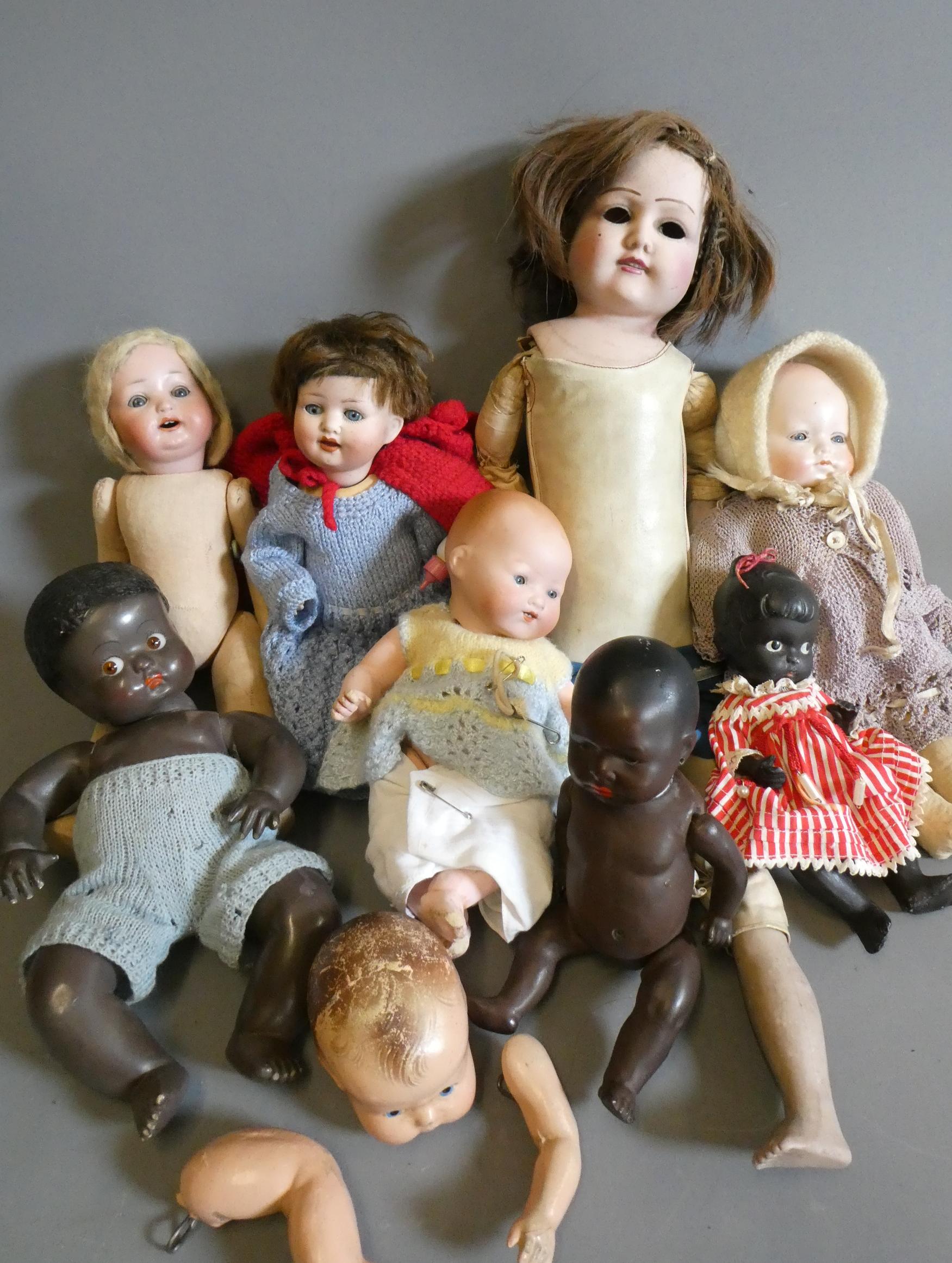 Eight vintage and early 20th century dolls, including an AM 351 baby, a Heubach Koppelsdorf 300, Image