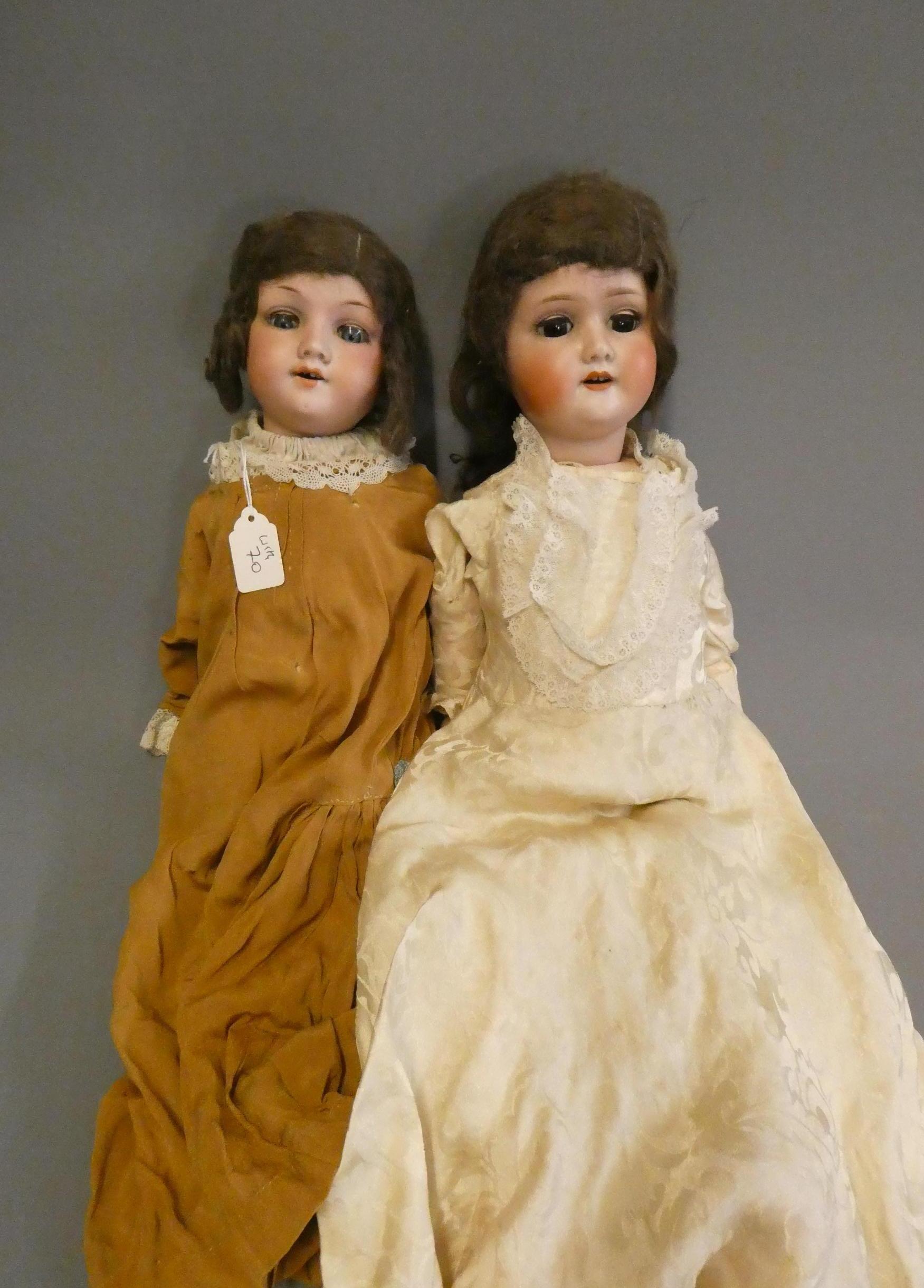 Two German bisque socket head dolls Image