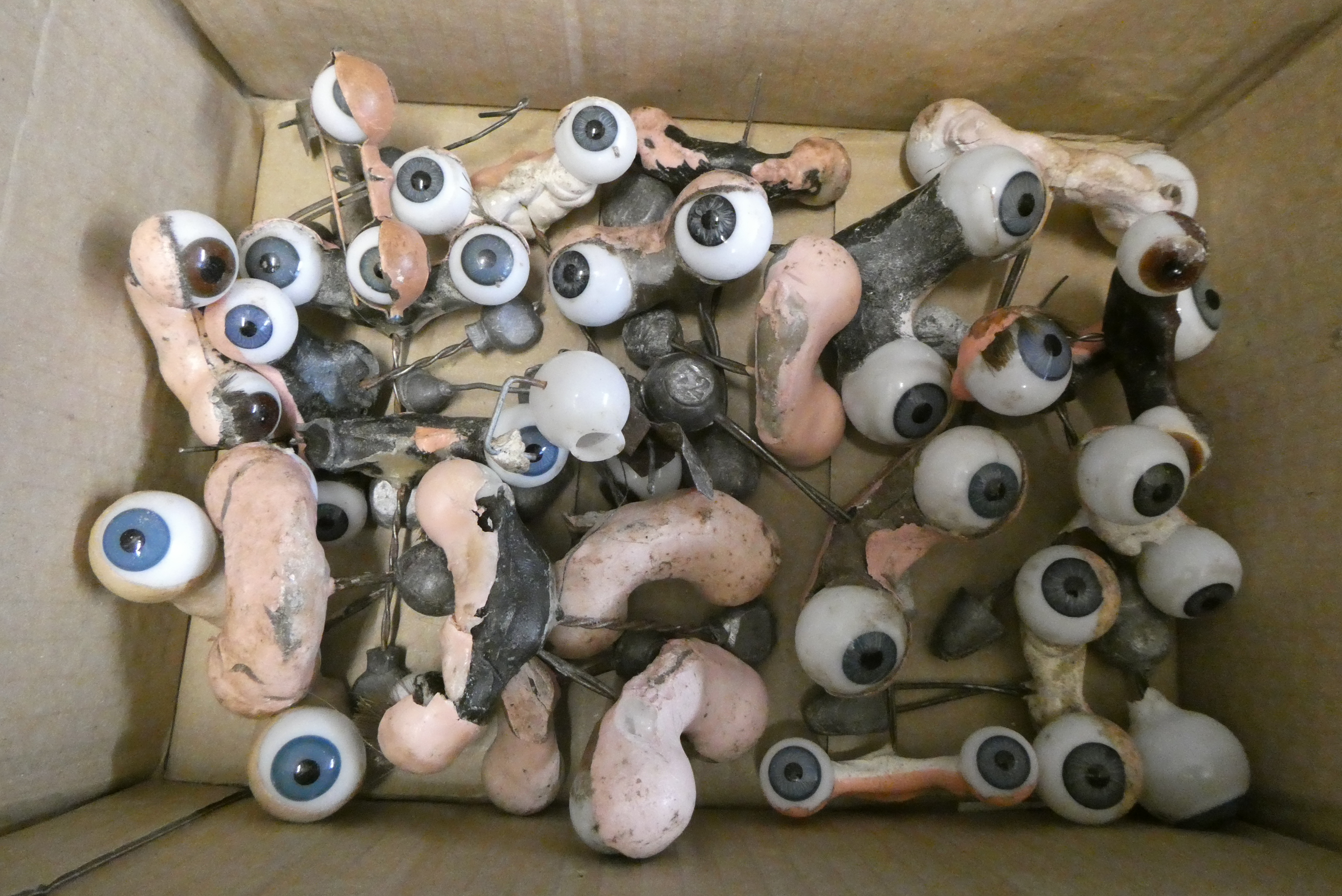 Twenty four pairs of doll's eyes on rockers Image