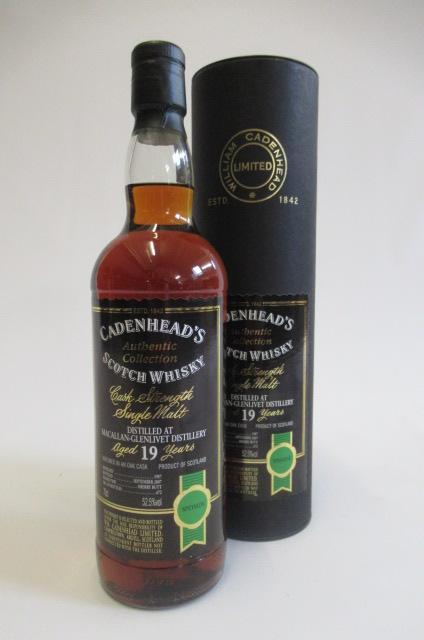 One bottle Cadenhead's 19 year old cask strength single malt whisky Image