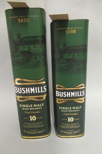 One litre and one 70cl bottle of Bushmills 10yr old single malt Irish whiskey Image