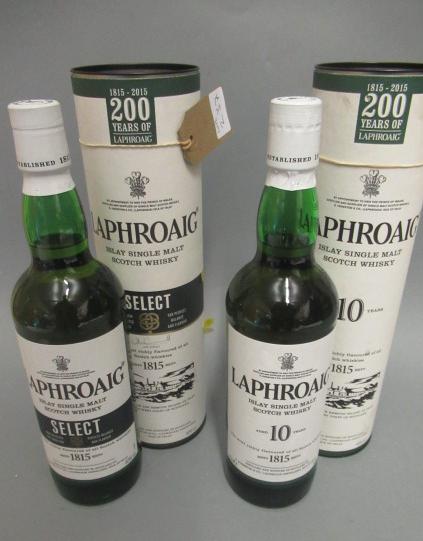 Two bottles Laphroaig Islay single malt whisky Image