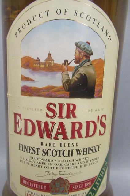 One  2litre bottle Sir Edward's rare blend finest scotch whisky Image