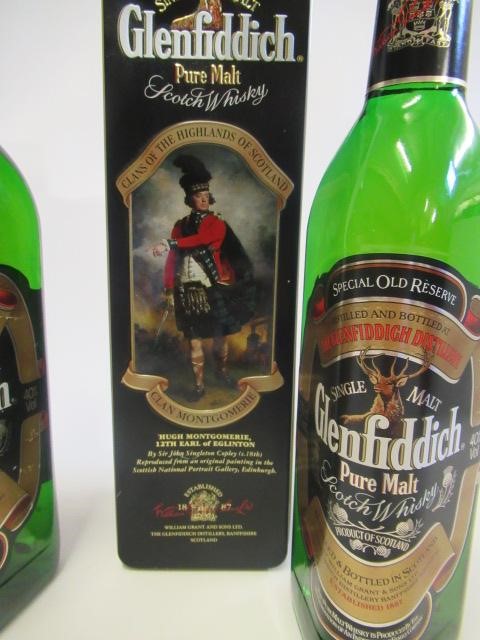5 bottles of Scotch whisky comprising 1 tinned Glenfiddich pure malt Image