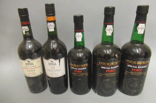 Five bottles of port Image
