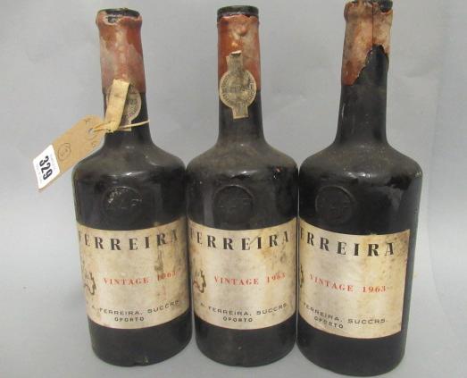 Three bottles 1963 Ferreira vintage port Image