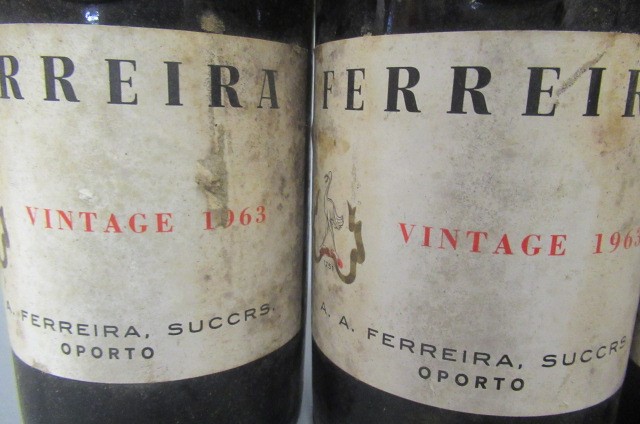 Three bottles 1963 Ferreira vintage port Image