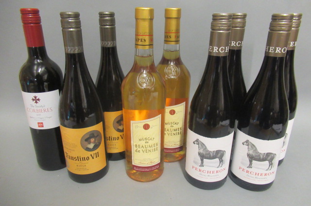 9 bottles of mixed European and New World wine Image