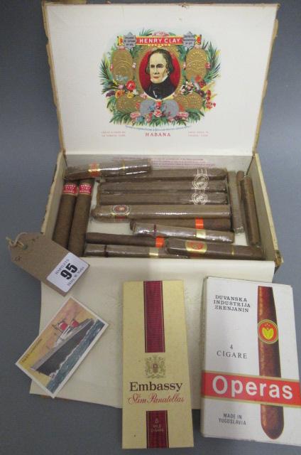 A box of assorted cigars including 2 Henry Clay Image