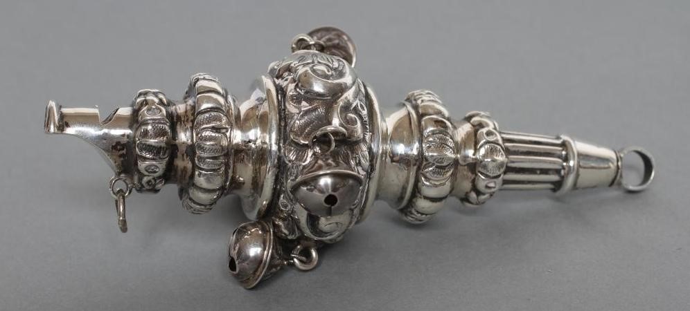 AN EDWARDIAN SILVER RATTLE/WHISTLE Image