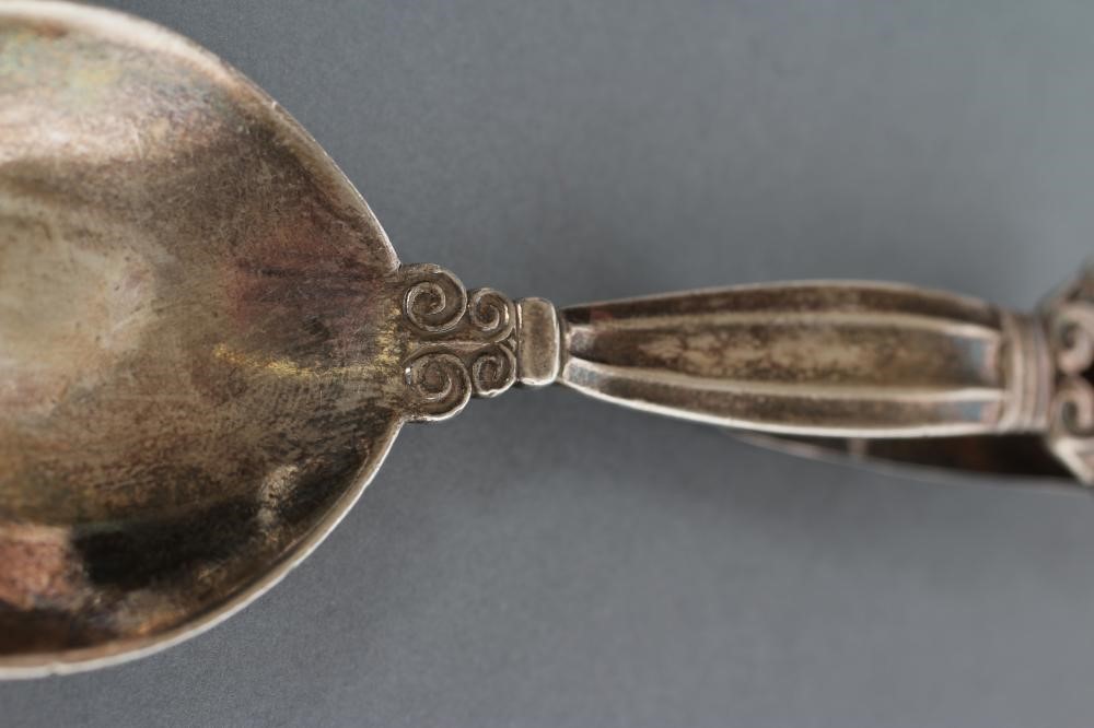 A GEORG JENSEN SILVER CADDY SPOON Image