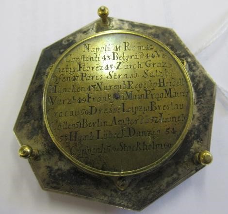 A TRAVELLING EQUATORIAL/EQUINOCTIAL BRASS SUNDIAL by Christoph Schoener Junior Image