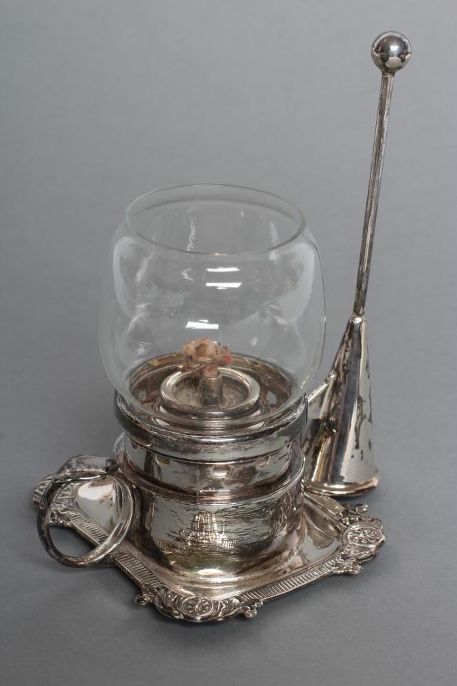 A LATE GEORGE III SILVER NIGHT OIL LIGHT Image