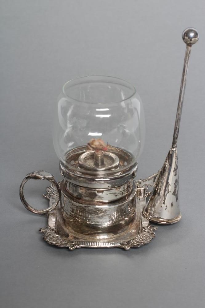 A LATE GEORGE III SILVER NIGHT OIL LIGHT Image