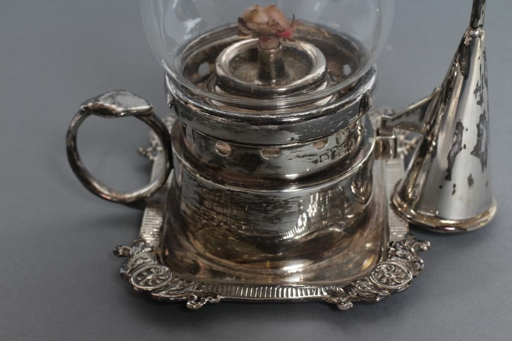 A LATE GEORGE III SILVER NIGHT OIL LIGHT Image