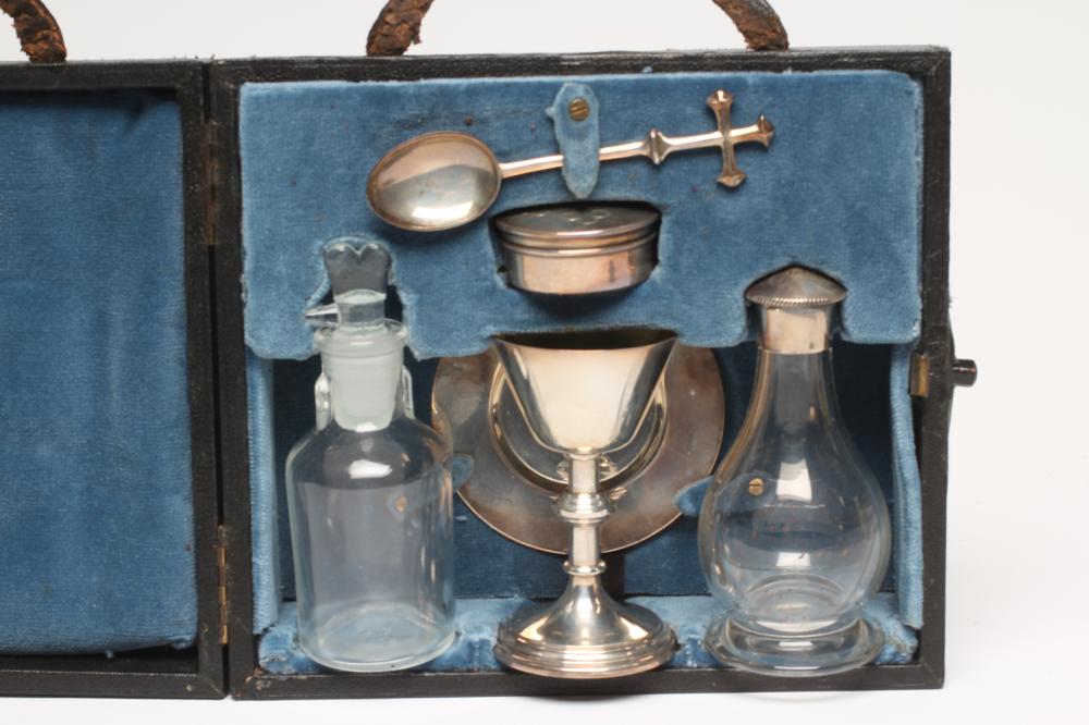 A SILVER TRAVELLING HOLY COMMUNION SET Image