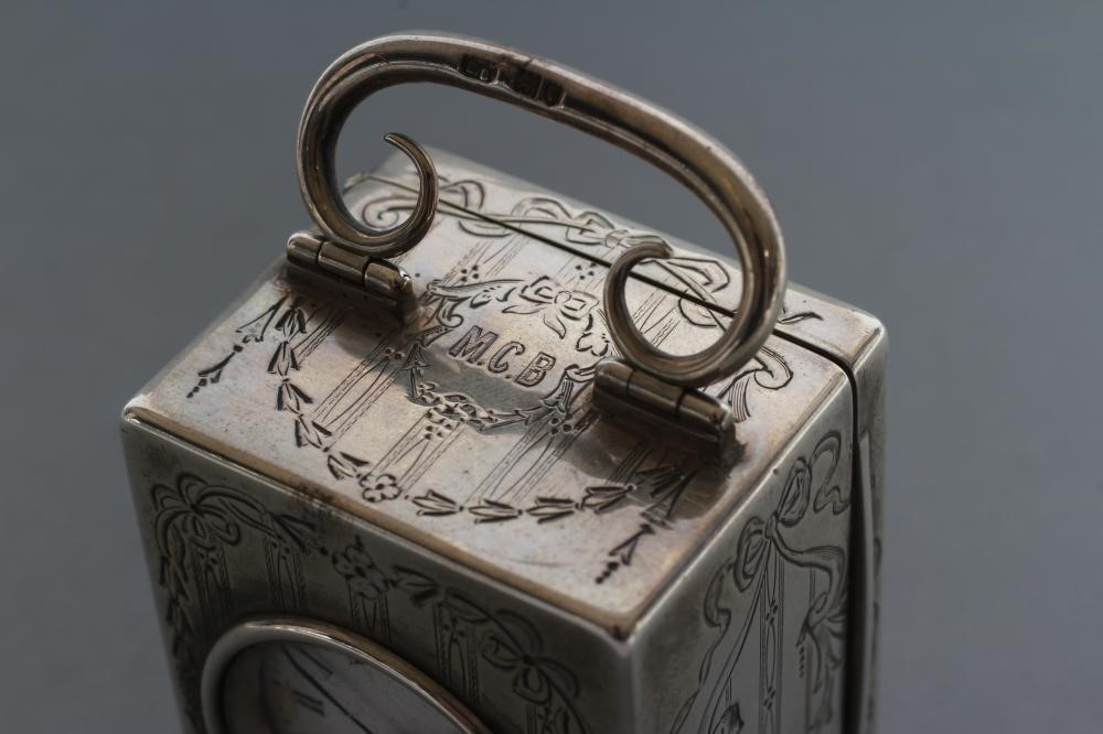 AN EDWARDIAN SILVER DRESSING TABLE CARRIAGE TIMEPIECE Image